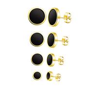 4 Paare klassische runde Ohrstecker Ohrringe Edelstahl Schwarz 6mm 8mm 10mm 12mm für Damen und Herren