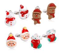 4 Paare Weihnachts Clip-on Ohrstecker Set für Kinder Mädchen, Nicht Durchbohrt Weihnachtsmann Schneemann Lebkuchenmann Strumpf Schmuck Geschenke
