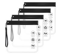 4 Packen Beutel Flugzeug Handgepäck, 20x20cm Schwarz Durchsichtiger mit Griff Zip Flugzeug, Verschließbare Plastikbeutel und Auslaufsichere Flughafensicherheit Reisebehälter für Flüssigkeiten