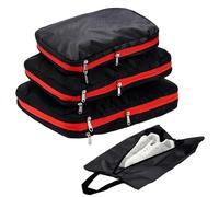 4 Pcs Kompression Koffer Organizer Set für Rucksack, Wasserdicht Packtaschen für koffer,mit Schuhsäcke für Koffer Travel Essential Organiser(schwarz)