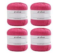 4 Rollen Baumwolle Strickgarn Pailletten Garn Nähfaden, Nähgarn Pailletten Garn Strickgarn Glitter Garn Hand Häkelgarn Stricken Nadelarbeit Baumwoll kreuzstich Stickgarn DIY Craft Nähstränge