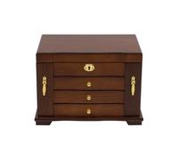 4 Schichten Schmuckkasten Schmuckaufbewahrung Schachtel Holzschmuckbox mit Spiegel Abschließbar Aufbewahrungsbox Schmuckschatulle Holz Schmuckkoffer für Ohrringe, Halsketten, Armbänder, Ringen