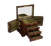 4-Schichtige Schmuckbox Mit Schloss Ohne Skulptur Raw Holz Schmuckschatulle AbschließBar Holz Schmuckkasten SchmuckkäStchen Schmuckkoffer VerschließBare Schmuckkasten Massives