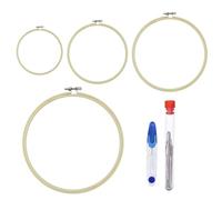 4 Stickrahmen in verschiedenen Größen, 1 Paar Scheren, 9 Sticknadeln, verstellbare Stickrahmen, Holzrahmen für Kunsthandwerk, Kreuzstichzubehör, Stickkreisrahmen.