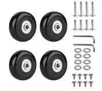 4 STK Kofferrollen Ersatzrollen, 45x17mm Gepäck Koffer Ersatzräder, Koffer Rollen Ersatzteile 45mm, Ersatzrollen für Koffer Ersatz Rollen, Gummi Räder für Gepäckkoffer Trolleys(Schwarz)