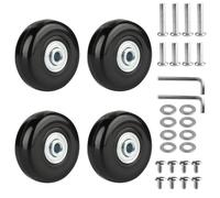 4 STK Kofferrollen Ersatzrollen, 60x17mm Gepäck Koffer Ersatzräder, Koffer Rollen Ersatzteile 60mm, Ersatzrollen für Koffer Ersatz Rollen, Gummi Räder für Gepäckkoffer Trolleys(Schwarz)