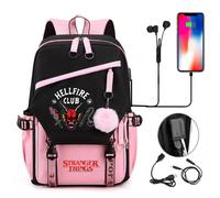 (4 #) Stranger Things Rucksack Schultasche Unisex Reise Laptop Rucksack Schlüsselanhänger