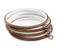 4 Stück 15,2 cm runde Stickrahmen Display Rahmen Kreis Kreuzstich Hoop Ring Imitation Holz Sticksets für Kunst Handwerk Nähen und Weihnachten Ornamente