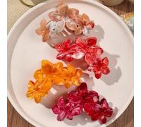 4 Stück ABS Material Frühling/Sommer Ahorn Blatt Farbverlauf Gelb elegante Marmor Textur Gänseblümchen Blume Splice Haarklammer, bohemian Strand Urlau