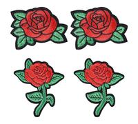 4 Stück Aufnäher Rosen, 2 Größen Aufbügler zum Valentinstag Süßigkeiten Applikationen zum Nähen Blumenaufnäher für Kleidung DIY-Basteldekor für Jeans Jacken Taschen Kleider