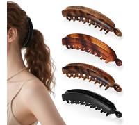4 Stück Banana Clip,lange Haarspangen, Banana Hair Clip, Bananenspange Haare, Bananen Haarspange, haarspangen damen dünnes haar, Haarspange für Feines Haar, Menge der Dünnen Haare(11CM A）