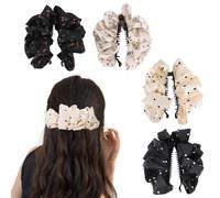 4 Stück Banana Clip, Seiden Scrunchie Kombinieren Bananenspange Haare Banana Hair Clip für Dickes Dünnes Haar Bananen Haarspangen Haaraccessoires für Damen