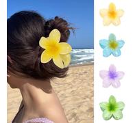 4 Stück Blumen Haarklammer,Blumenkranz haare,Hawaiianische Blumenklammer, starke,lockiges Haar für Damen, starke, rutschfeste Hibiskus-Haarspange, für Dickes Dünnes Haar