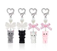 4 Stück Bow Love Schlüsselanhänger, Plüsch Katze Schlüsselanhänger, Y2K Stil Rucksack Ornamente, Geschenke Für Katzenliebhaber.