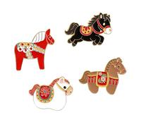 4 Stück Brosche Mit Vintage Pferde Elegante Statement Brust Schmucksache Geschenk Hervorragende Handwerkskunst Unisex Anstecknadel Retro Inspirierte Pferde Anstecknadel