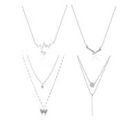 4 Stück einfache Schlüsselbeinketten, modische personalisierte Accessoires, doppelschichtige Halsketten, vielseitige Halsketten für Frauen, sexy verstellbare Schlüsselbeinketten, geeignet für Dates