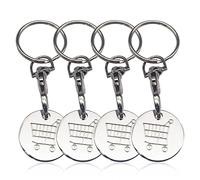 4 Stück Einkaufswagen Schlüsselanhänger, Metall Schlüsselanhänger, Einkaufswagen Chip Schlüsselanhänger, Einkaufswagen Unlocker Unisex Geburtstags- und Erntedankgeschenke