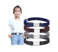 4 stück elastische Kindergürtel, verstellbare neutrale Gürtel, einfache quadratische Schnallengürtel, geeignet für Jeans, Anzughosen, Freizeithosen, Kleider (schwarz, dunkelblau, braun, grau)