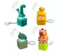 4 Stück Fidget Spielzeug Eidechse Schlüsselanhänger Mit Sound, Leuchtend Fidget Toys Click Ente Für Erwachsene, Lustig Anti Stress Gadgets, Tier Clicker Spielzeug USB Frosch Keychain (D)
