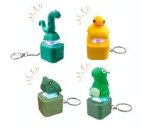 4 Stück Fidget Spielzeug Eidechse Schlüsselanhänger Mit Sound, Leuchtend Fidget Toys Click Ente Für Erwachsene, Lustig Anti Stress Gadgets, Tier Clicker Spielzeug USB Frosch Keychain (A)