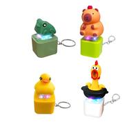 4 Stück Fidget Spielzeug Eidechse Schlüsselanhänger Mit Sound, Leuchtend Fidget Toys Click Ente Für Erwachsene, Lustig Anti Stress Gadgets, Tier Clicker Spielzeug USB Frosch Keychain (K)