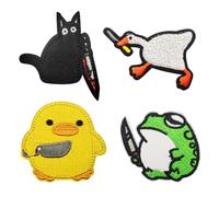 4 Stück Gestickte Patches, Kleidungs-Patch, DIY-Nähproduktion, Nähen Von Dekorativen Accessoires, Cartoon-Gestickte Stoff-Patches, Geeignet Für Alle Arten Von Kleidung