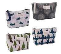 4 Stück große Canvas-Aufbewahrungstasche, tragbare Kosmetiktasche, Münzbörse aus Stoff, Bedruckte Kosmetiktasche, multifunktionale Kulturtasche, Reisezubehör, für Geschäftsreisen, Reiseurlaub.