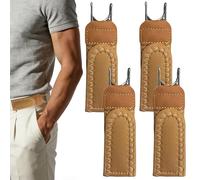 4 Stück Gürtel Ohne Schnalle, Unsichtbarer Elastischer Schnallenloser Gürtel Herren & Damen, Braun Buckle Less Belt mit Metallhaken, Verstellbar mit Klettverschluss für Alltag und Freizeit