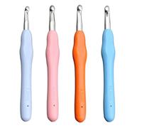 4 Stück Häkelnadel, 4 Größen Häkelnadel Set 7mm, 8mm, 9mm, 10mm mit Bunte Silikongriff 14 cm, Groß Häkelnadeln set für Anfänger und Häkelliebhaber