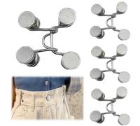 4 Stück Hosenbund Enger Machen,Hosen Enger Machen Clip,Hosenknopf Zum Enger Machen,Jeans Knöpfe Ohne Nähen,Hosenknöpfe für Jeans (Silber)