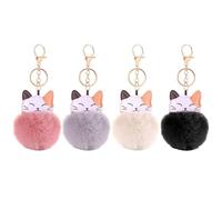4 Stück Katzenfell-Kugel-Schlüsselanhänger, Kreative Und Niedliche Schlüsselanhänger, Mädchen-Schlüsselanhänger, Dekorative Accessoires, Taschenanhänger