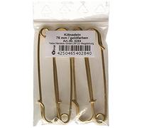 4 Stück Kiltnadeln goldfarben 76mm, Maxi Sicherheitsnadeln groß, Schmucknadel Ziernadeln Nadel Nadeln, 0284