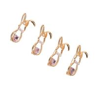 4 Stück Kleine Hasenbrosche mit Herzform und Perlen, Rosa Anstecker | Legierung mit Imitationsperle, Goldener Ton, für Hüte, Stoffe, Büro und Alltag