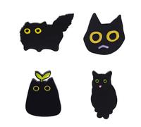 4 Stück Kleine Schwarze Katzenbroschen, Metallkatzenkopfabzeichen, Tierreversnadeln, DIY-Schmuckgeschenkzubehör, Lustige Geschenke Für Mädchen, Geeignet Für Alle Arten Von Kleidung, Hüte