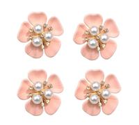 4 Stück Knopfabdeckungen Damen, Button Covers Clip Mit Strassknöpfe Und Perlen Knopfschmuck Zum Anklipsen Für Bluse Nähen DIY(Rosa)