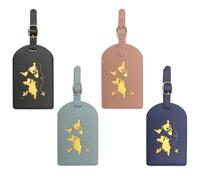 4 Stück Kofferanhänger Flugreise, Gepäckanhänger für Koffer aus Leder, Kofferschilder Anhänger mit Adressanhänger, Namensanhänger, Gepäckanhänger für Reisetasche Koffer