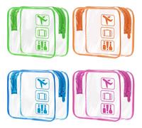 4 Stück Kulturbeutel Transparent: TSA-geprüfte Kosmetiktasche Durchsichtig 1 Liter, PVC Flüssigkeiten Beutel für Handgepäck, Reisezubehör Damen & Herren (4 Farben)