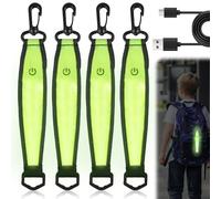 4 Stück LED Blinklicht Schulranzen, 3 Modi USB Aufladbar Reflektierende Anhänger, Kinder Sicherheitslicht Reflektoren Schulranzen, Wasserdichte Reflektor Anhänger für Schulranzen Rucksack Joggen