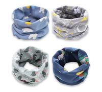 4 Stück Loop Schal Kinder Schlauchschal Jungen Mädchen Baumwolle O Ring Neck Warmer Loop Schals Nackenwärmer Winddicht Halstücher Multifunktionstuch für Winter, Frühling, Herbst (Typ A)