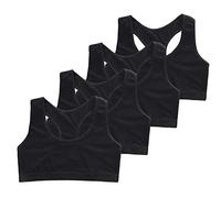 4 Stück Mädchen Baumwolle BH Sport Bra Trägertop BH Kinder Unterwäsche Teens Unterwäsche Einfarbiger Sport-BH Kurze Bandeau Unterwäsche 9-14 Jahre