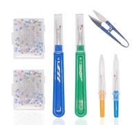 4 Stück Nähen Nahttrenner, Seam Ripper and Thread Remover KitProfessional Groß & Klein Fadentrenner mit Schutzhülle zum Öffnen von Nähten und Säumen,100 Stück Stecknadeln