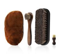 4 Stück Rosshaar Bürsten Set, Schuhputzset für Glattleder, Hochwertiges Schuhputzset, Braun Nubuk Bürsten Set, Praktisch Lederstiefel Schuhbürsten Set, Holz Schuhbürsten für Stiefel Schuhe Autositze