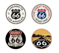 4 Stück Route 66 Pin Set, 3,6 cm Vintage American Road Trip Anstecknadeln, historische Autobahn-Brosche, Sammlung für Jacken, Rucksäcke, Hüte und Geschenke