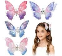 4 Stück Schmetterling Haarspangen Mädchen, 3D Haarschmuck Beweglich