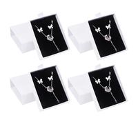 4 Stück Schmuck Geschenkbox, 9× 7× 3 cm Klein, Schmuckschachtel für Armband Halskette (Weiß)