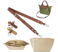 4 Stück Schultergurt aus PU Leder und Filztaschen-Organizer, CNYMANY Ersatzset für kleine Umhängetaschen-Schulterriemen und Filztaschen-Einsatz-Organizer Kompatibel mit kleiner Longchamp-Handtasche