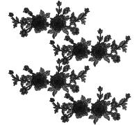 4 Stück Schwarz Rosen Bügelbilder für Textilien, Blumen Applikationen Patches zum Aufnähen, Spitzenstickerei Bügelflicken, DIY Kleidung Applique für Kleider Hut Tasche Jeans Basteln Kleidung Zubehör