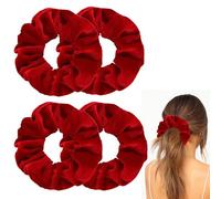 4 Stück Scrunchies Samt Haargummis Damen Samt Elastisch Haarbänder Weich Haarschmuck Stylische Zopfgummis Pferdeschwanz Halter für Frauen Mädchen Party Reisen Schulen Waschen Gesichts Halloween(Rot)