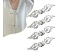 4 Stück Silberne Umhang Nähen Haken Augen Verschlüsse Wirbelblattform, Shiny Kristall Cape Mantelverschlüsse für Jacken Mäntel Kostüme Qipao Schulterknöpfe, Abnehmbare Taillenknöpfe, Hosenclip