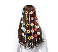 4 Stück Sonnenblume Hippie Floral Stirnband Krone 70er 60er Jahre Blume Kopfstück Boho Frauen Haar Hochzeit Sommer Frühling Outfits (Multicolor) (Gelb,4Stück)